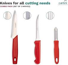 Godrej Cartini Ultra Edge Knife & Peeler set - Red, Green, Blue (4679)